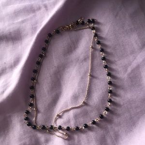 Black bead double Necklace